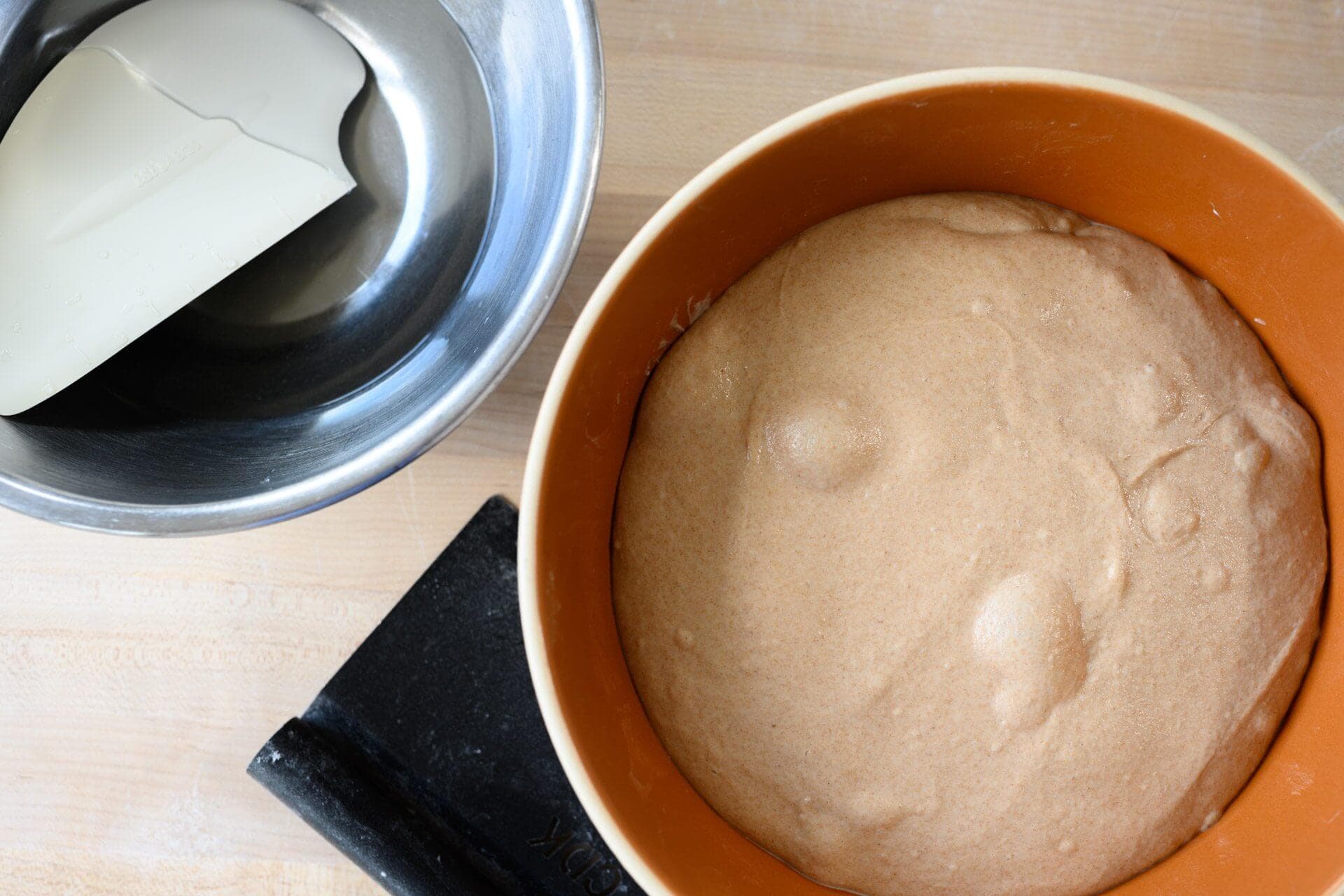 Dough at end of bulk fermentation