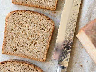 Crumb of the whole grain sourdough spelt pan loaf