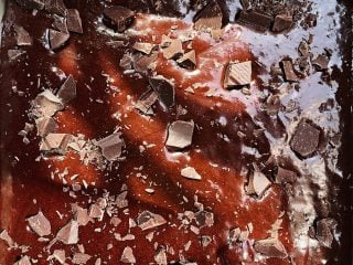 Starter discard brownies ready for baking