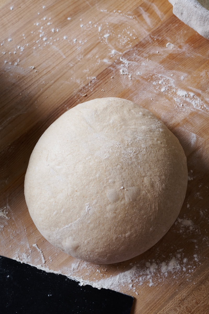 Beer bread shaped into a boule (round).