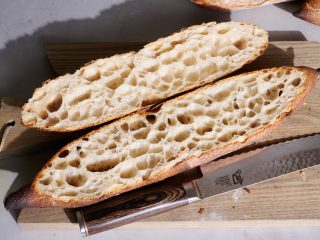 Sourdough baguettes with a thin crust.