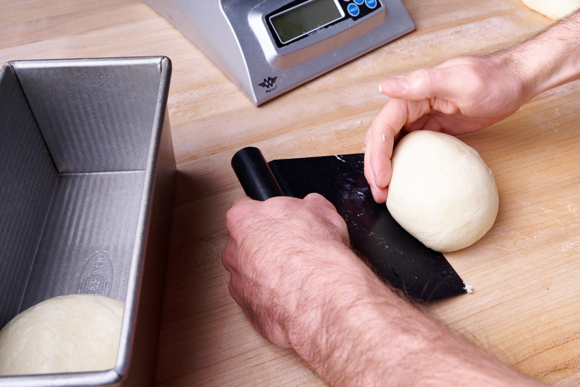 Shaping sourdough shokupan